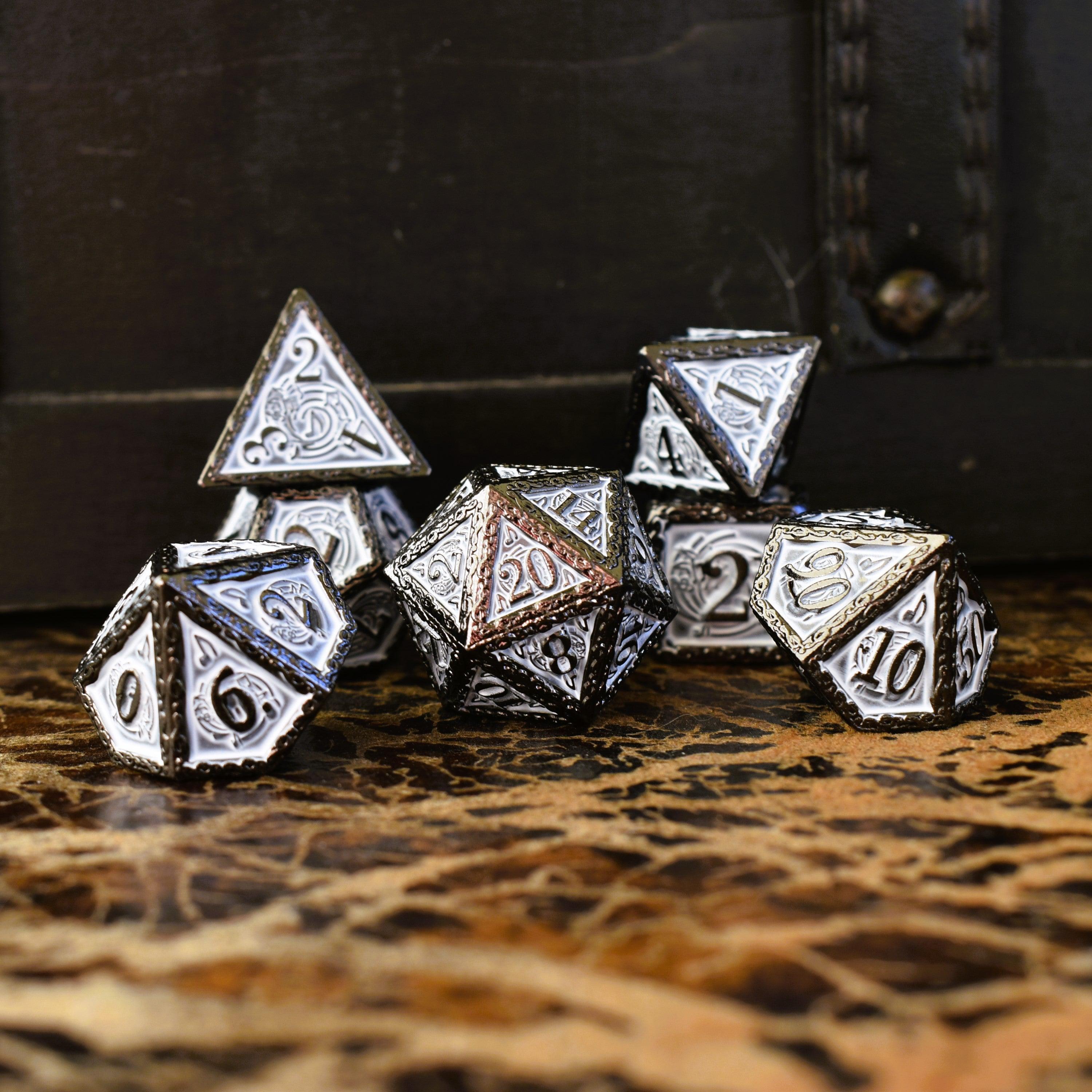 Ballad of the Bard Black and White Metal Dice Set (ONLINE ORDER ONLY)