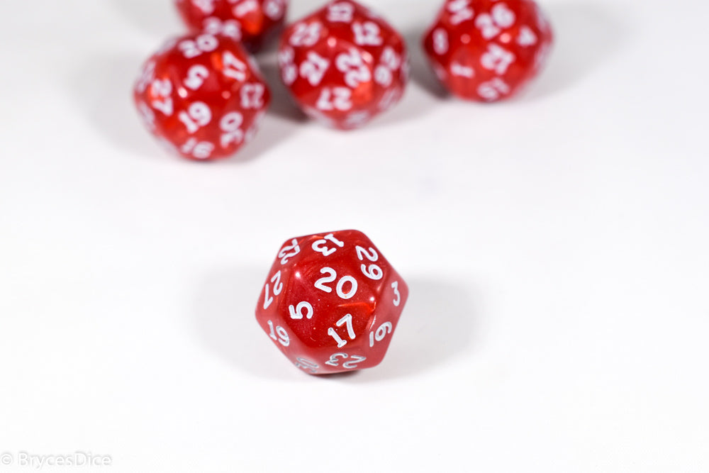 d30 Red Pearlescent Single Die 30 Side's by Chessex (per die) (Online Only)