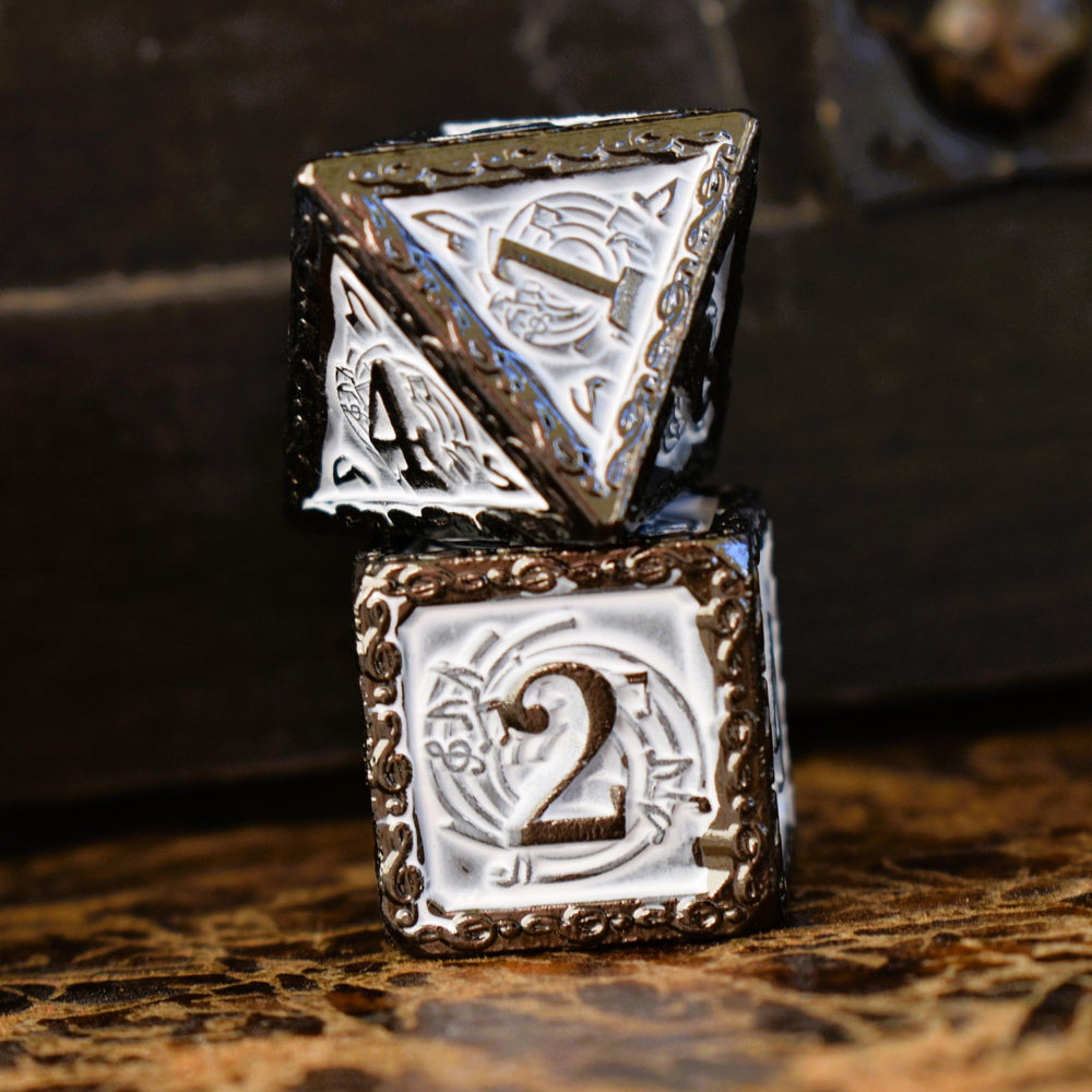 Ballad of the Bard Black and White Metal Dice Set (ONLINE ORDER ONLY)