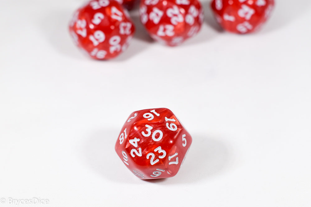 d30 Red Pearlescent Single Die 30 Side's by Chessex (per die) (Online Only)
