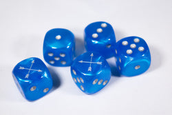 Double Arrow Light Blue Velvet Dice 16mm D6 Chessex - with Silver Pips (by piece) (Online Only)