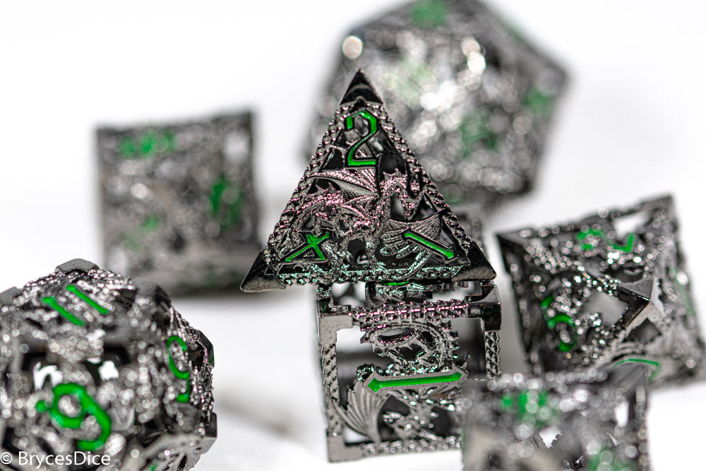 (Shimmering Silver) Deadly Dragon Dice: Shards of Oblivion Hollow Metal (Online Only)