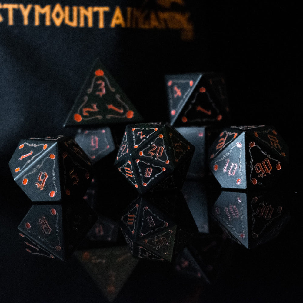 The Pumpkin Aluminum Metal Dice Set (ONLINE ORDER ONLY)