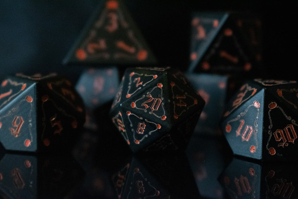The Pumpkin Aluminum Metal Dice Set (ONLINE ORDER ONLY)