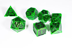 Alien 7-Dice Metal Set Green w/ Black Fill {North Star Dice Collection} (Online Only)