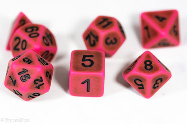 "Used Eraser" Pink w/Green Ancient Effect 7-Dice Set (Online Only)