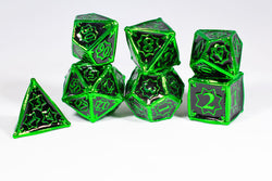 Alien 7-Dice Metal Set Green w/ Black Fill {North Star Dice Collection} (Online Only)
