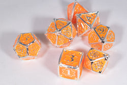 Orangesicle 7-Dice Metal Set Silver w/ Orange Fill {North Star Dice Collection} (Online Only)