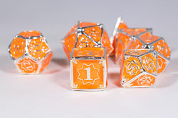 Orangesicle 7-Dice Metal Set Silver w/ Orange Fill {North Star Dice Collection} (Online Only)