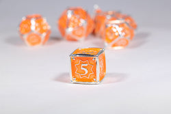 Orangesicle 7-Dice Metal Set Silver w/ Orange Fill {North Star Dice Collection} (Online Only)