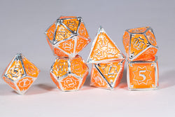 Orangesicle 7-Dice Metal Set Silver w/ Orange Fill {North Star Dice Collection} (Online Only)