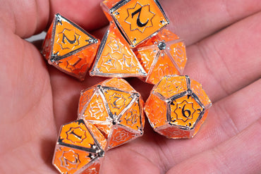 Orangesicle 7-Dice Metal Set Silver w/ Orange Fill {North Star Dice Collection} (Online Only)