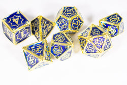 Space King 7-Dice Metal Set Gold w/ Blue Fill {North Star Dice Collection} (Online Only)