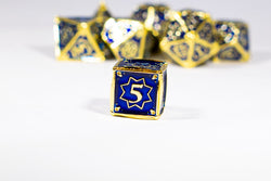 Space King 7-Dice Metal Set Gold w/ Blue Fill {North Star Dice Collection} (Online Only)
