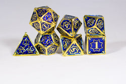 Space King 7-Dice Metal Set Gold w/ Blue Fill {North Star Dice Collection} (Online Only)