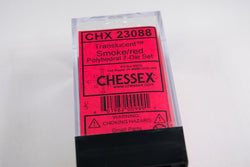 New Smoke/Red Translucent 7-Die Chessex Sets Made in Germany CHX 23088 (Online Only)