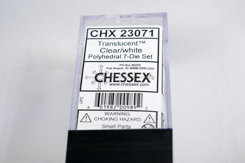 New Clear Translucent 7-Die Chessex Sets Made in Germany CHX 23071 (Online Only)