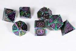 Dark Matter 7-Dice Metal Set Rainbow Metal w/ Black Fill {North Star Dice Collection} (Online Only)