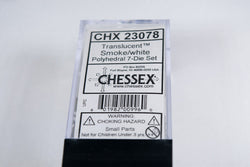New Smoke/White Translucent 7-Die Chessex Sets Made in Germany CHX 23078 (Online Only)