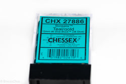 Borealis Teal/gold 12mm d6 Dice Block CHX 27886 OG Old Glitter (Online Only)