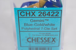 CHX 26422 Polyhedral 7-Die Gemini Blue-Gold Numbers Set Of 7 Dice Chessex (Online Only)