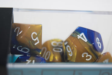 CHX 26422 Polyhedral 7-Die Gemini Blue-Gold Numbers Set Of 7 Dice Chessex (Online Only)