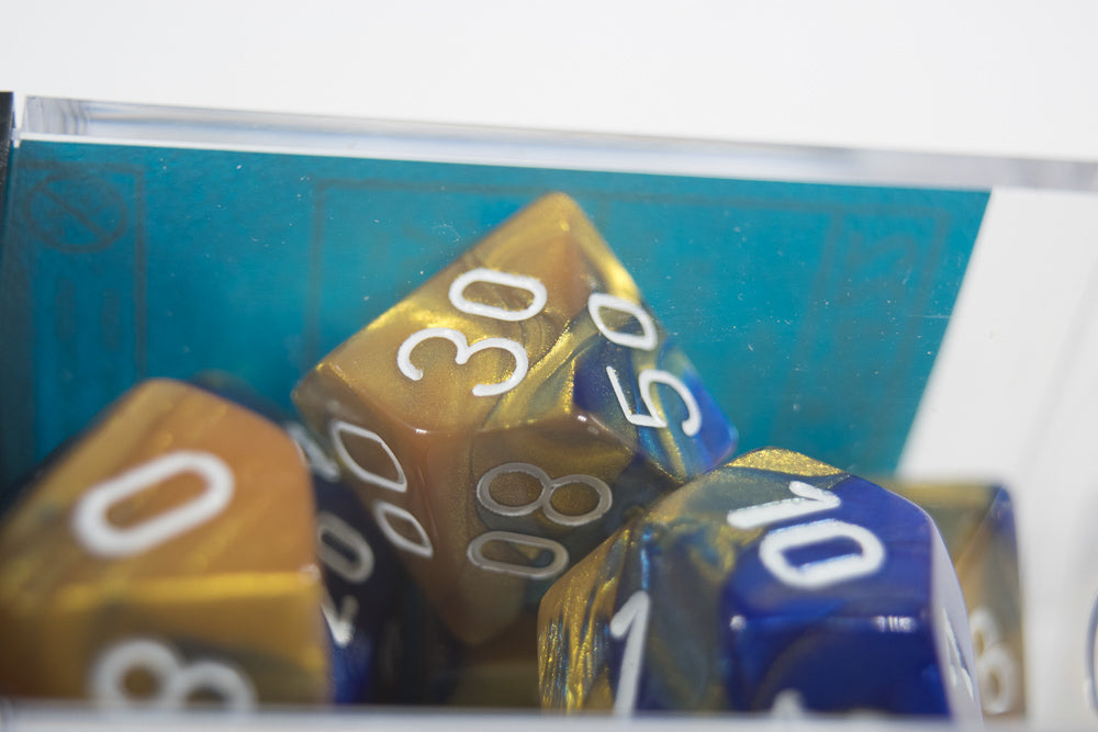 CHX 26422 Polyhedral 7-Die Gemini Blue-Gold Numbers Set Of 7 Dice Chessex (Online Only)