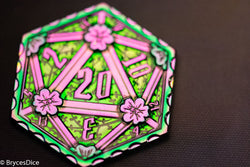 Rainbow d2 Coin Shaped like d20 w/ Purple/Green Tint (V3) (Online Only)