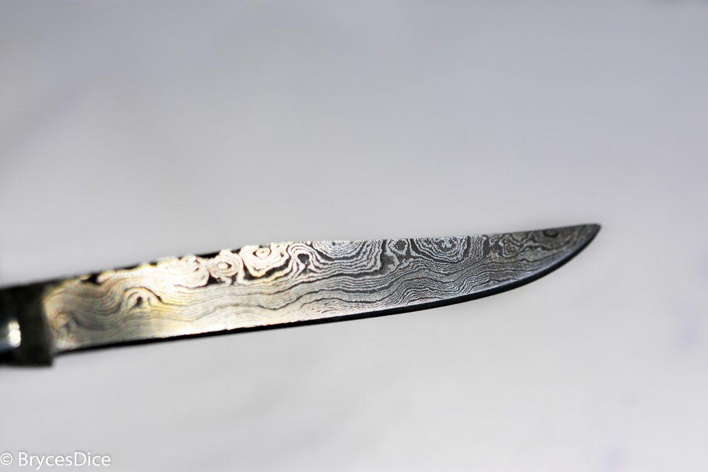 (White/Black) 9" Damascus Pocket Knife (Online Only)