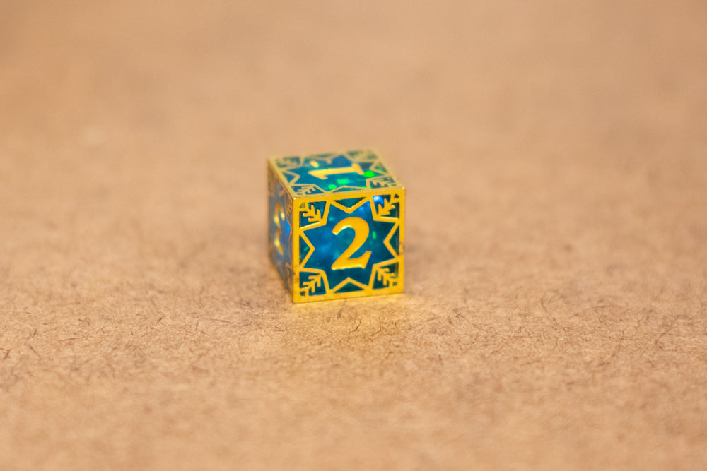 Single d20/d6 Forged in Frost (Resin Dice Encased in Metal) Permafrost/Purple/Opal/Dragon (Online Only)
