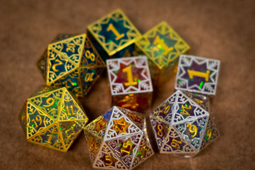 Single d20/d6 Forged in Frost (Resin Dice Encased in Metal) Permafrost/Purple/Opal/Dragon (Online Only)