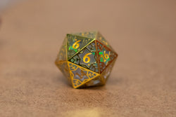 Single d20/d6 Forged in Frost (Resin Dice Encased in Metal) Permafrost/Purple/Opal/Dragon (Online Only)