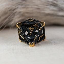 Legends of Valhalla - Matte Black and Gold Hollow Metal Dice Set (ONLINE ORDER ONLY)