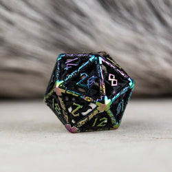 Legends of Valhalla - Matte Black and Iridescent Hollow Metal Dice Set (ONLINE ORDER ONLY)