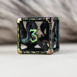 Legends of Valhalla - Matte Black and Iridescent Hollow Metal Dice Set (ONLINE ORDER ONLY)