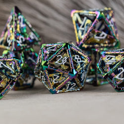 Legends of Valhalla - Iridescent and White Hollow Metal Dice Set (ONLINE ORDER ONLY)
