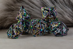 Legends of Valhalla - Iridescent and White Hollow Metal Dice Set (ONLINE ORDER ONLY)