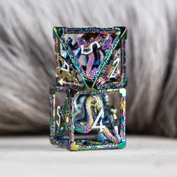 Legends of Valhalla - Iridescent and White Hollow Metal Dice Set (ONLINE ORDER ONLY)