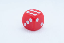 Opaque 16mm Pipped d6 Dice Red/Orange/Yellow/Green/Blue/Purple/White/Black/Pink (sold by the piece) (Online Only)