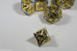 Silver w/Gold Inlay Sword Strengthened Metal 7-Dice Set (Online Only)