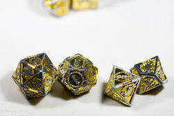 Silver w/Gold Inlay Sword Strengthened Metal 7-Dice Set (Online Only)