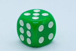 Opaque 16mm Pipped d6 Dice Red/Orange/Yellow/Green/Blue/Purple/White/Black/Pink (sold by the piece) (Online Only)