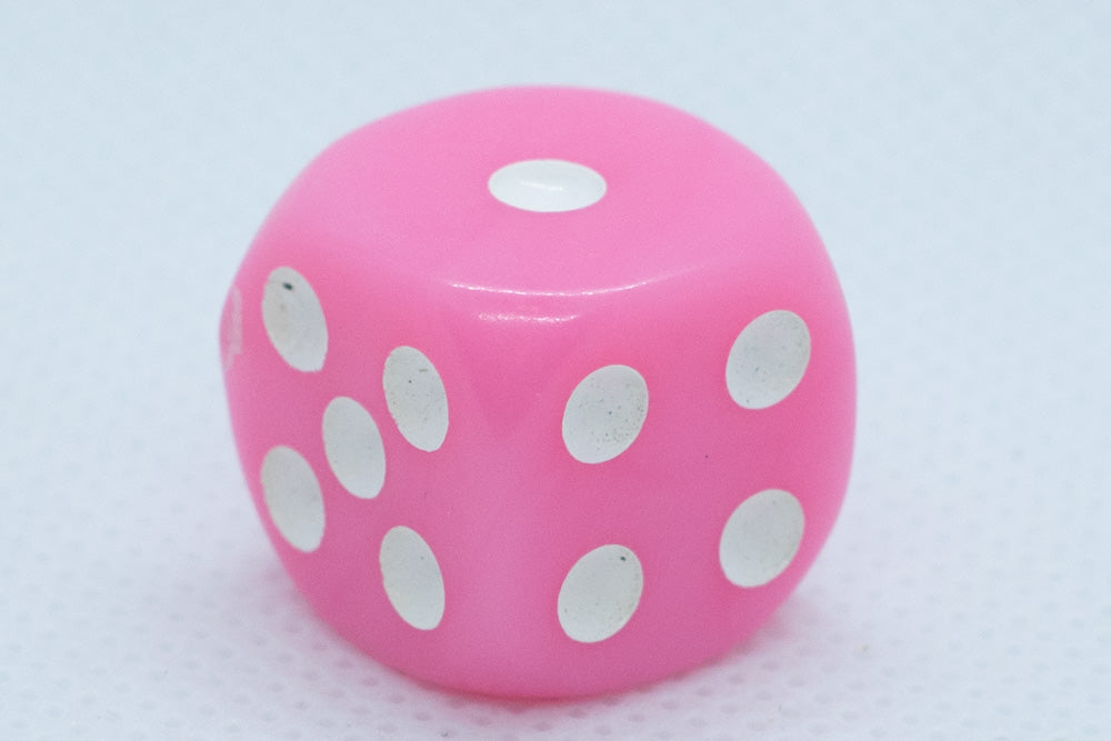 Opaque 16mm Pipped d6 Dice Red/Orange/Yellow/Green/Blue/Purple/White/Black/Pink (sold by the piece) (Online Only)