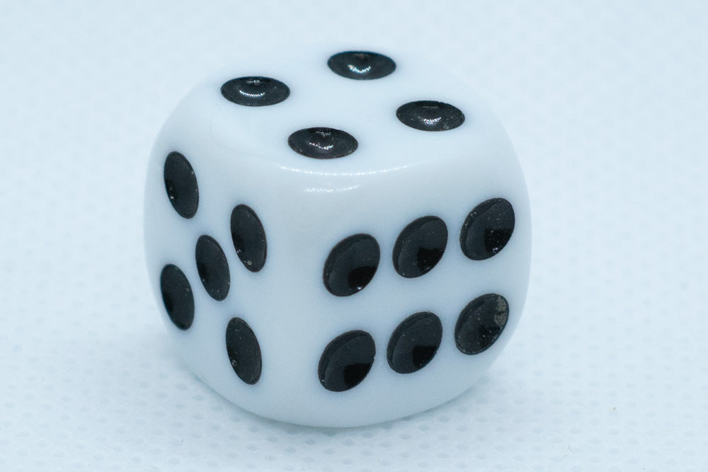 Opaque 16mm Pipped d6 Dice Red/Orange/Yellow/Green/Blue/Purple/White/Black/Pink (sold by the piece) (Online Only)