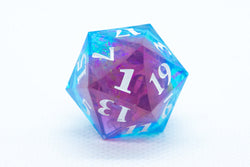 Blue on Red Sharp Edge Resin d6 / d20-Dice (Blue- Red w/ White Numbers) (Online Only)