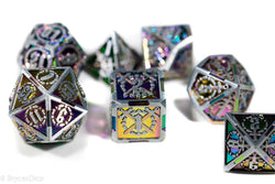 Silver w/Rainbow Inlay Sword Strengthened Metal 7-Dice Set (Online Only)