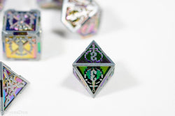 Silver w/Rainbow Inlay Sword Strengthened Metal 7-Dice Set (Online Only)