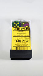Chessex 16mm d6 Block – Festive Rio with Yellow Numbers (CHX 27649) (Online Only)