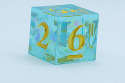 Seafoam Sharp Edge Resin d6/d20 -Dice (Seafoam w/Gold Numbers) [subtle imperfection] (Online Only)