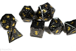 Black w/Gold Numbering Sword Strengthened Metal 7-Dice Set (Online Only)